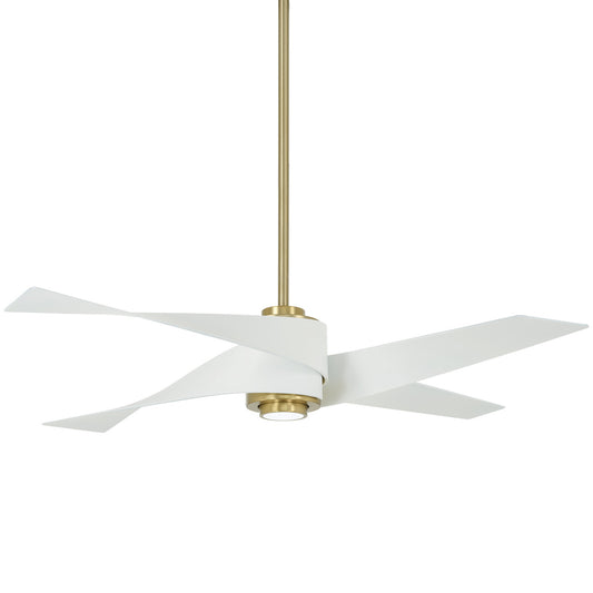 Artemis IV 64"Ceiling Fan in Soft Brass With Flat White Blades