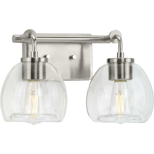 Caisson Two Light Bath Bracket in Brushed Nickel