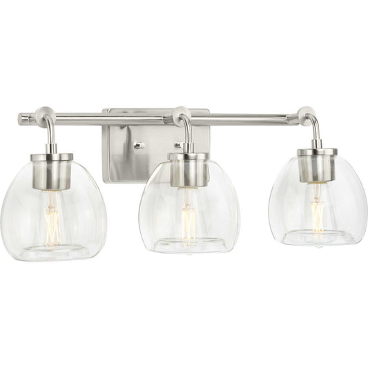 Caisson Three Light Bath Bracket in Brushed Nickel