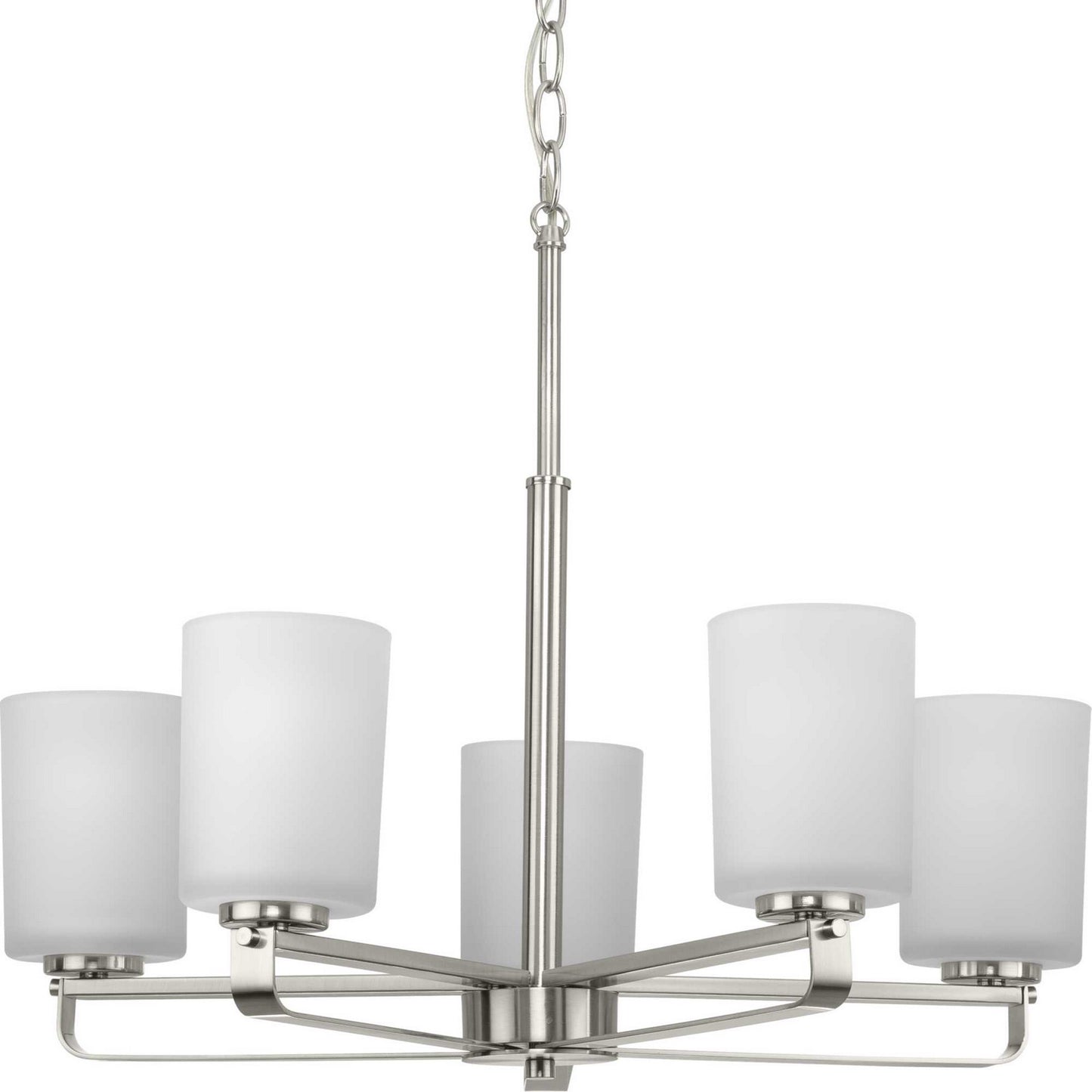 League Five Light Chandelier in Brushed Nickel