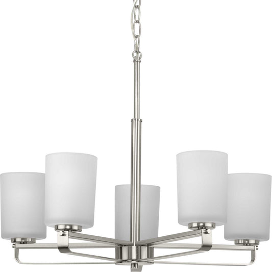 League Five Light Chandelier in Brushed Nickel