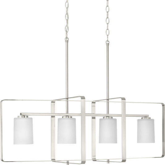 League Four Light Island Pendant in Brushed Nickel