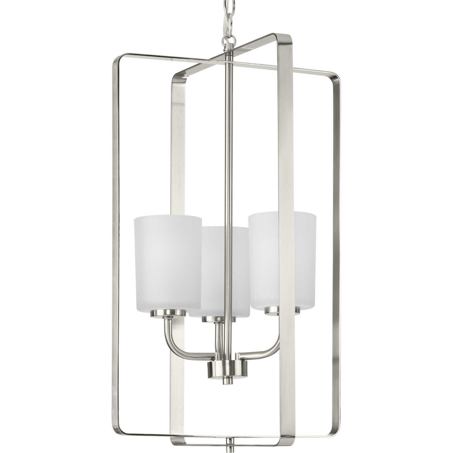 League Three Light Foyer Pendant in Brushed Nickel