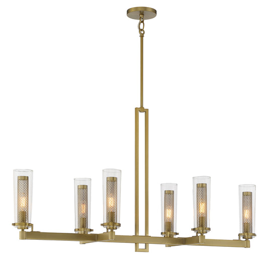 Emmerham Six Light Island Pendant in Soft Brass