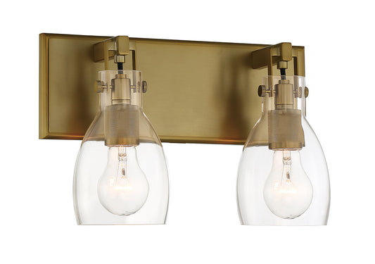 Tiberia Two Light Bath Bar in Soft Brass