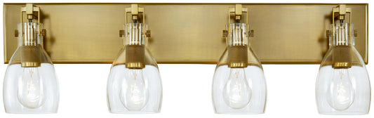 Tiberia Four Light Bath Bar in Soft Brass