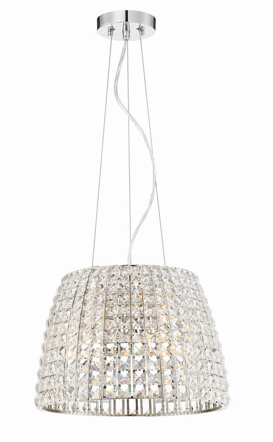 Via Roma Three Light Pendant in Polished Nickel