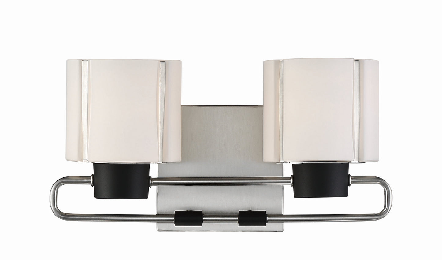 Waverly Plaza Bath Two Light Bath in Brushed Nickel and Coal