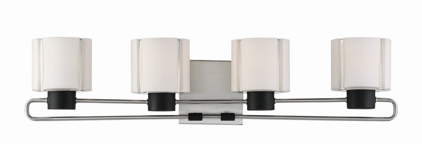 Waverly Plaza Bath Four Light Bath in Brushed Nickel w/Coal