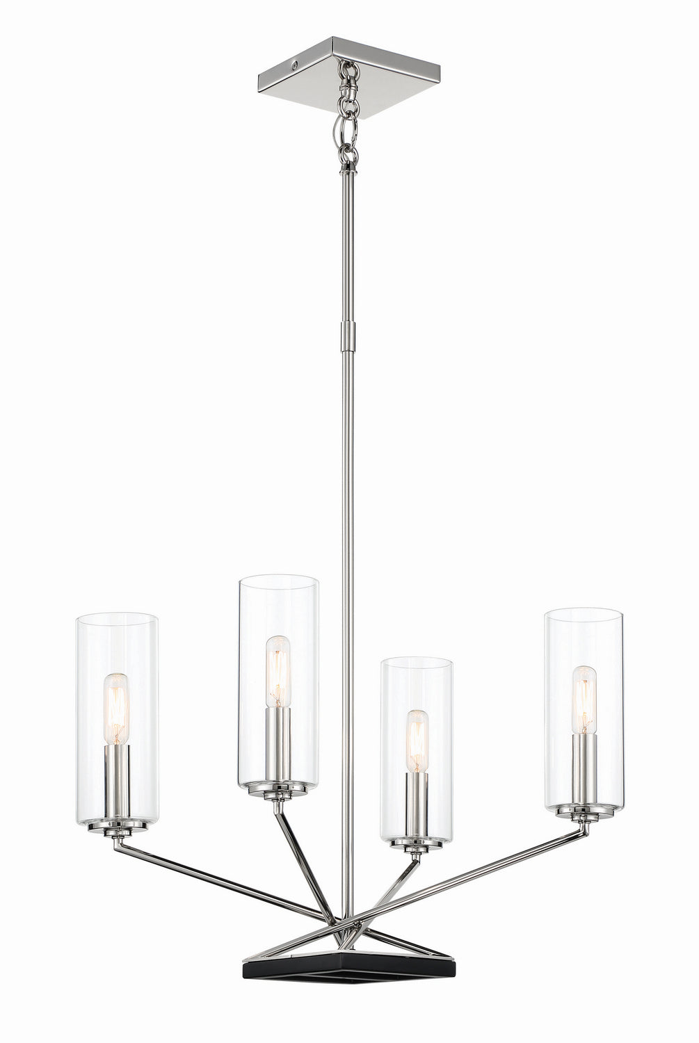 Highland Crossing Four Light Chandelier in Polished Nickel w/Coal