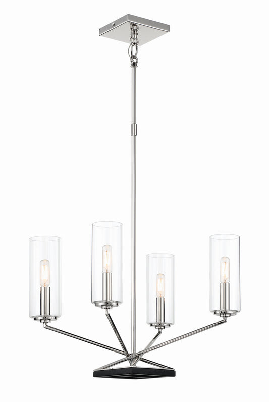 Highland Crossing Four Light Chandelier in Polished Nickel w/Coal