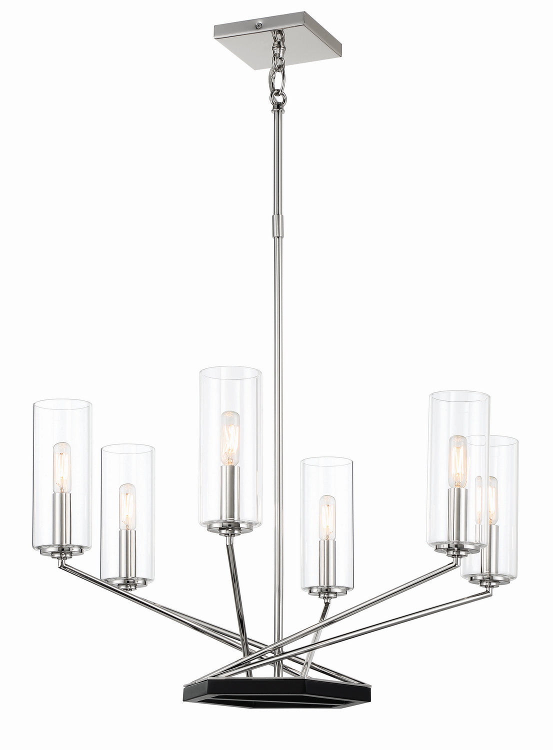 Highland Crossing Six Light Chandelier in Polished Nickel w/Coal