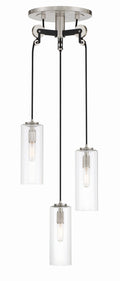 Pullman Junction Three Light Pendant in Coal w/Brushed Nickel