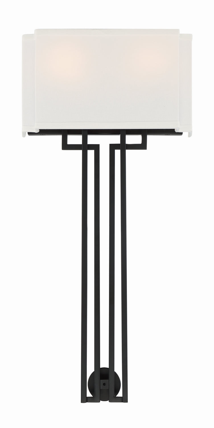Upham Estates Two Light Wall Sconce in Coal w/Polished Nickel