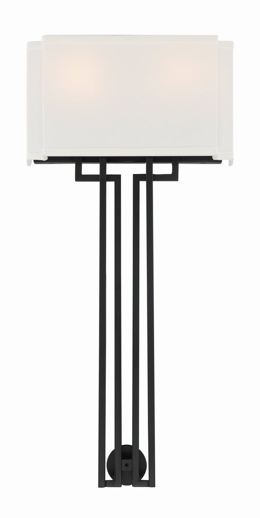 Upham Estates Two Light Wall Sconce in Coal w/Polished Nickel