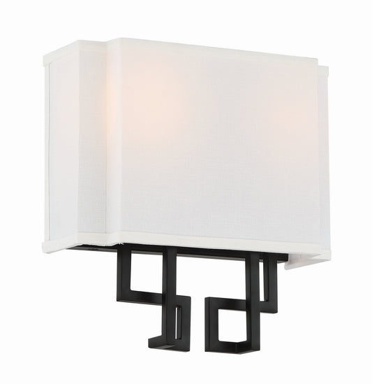 Upham Estates Two Light Wall Sconce in Coal w/Polished Nickel