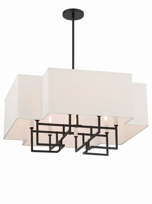 Upham Estates Eight Light Pendant in Coal w/Polished Nickel
