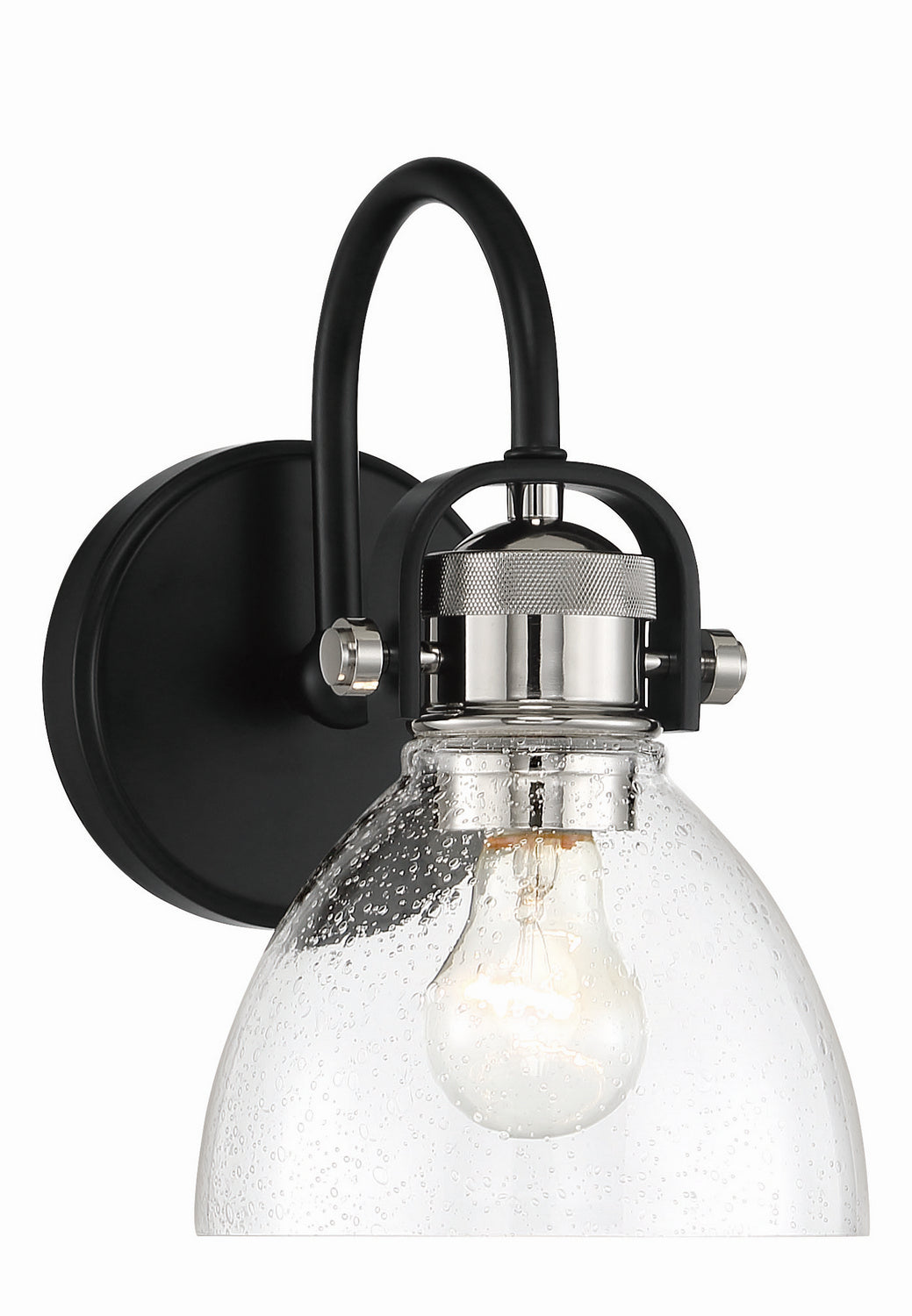Monico One Light Bath in Coal And Polished Nickel