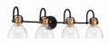 Monico Four Light Bath in Bronze w/Brass
