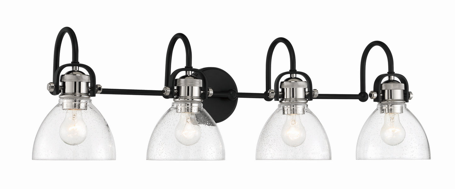 Monico Four Light Bath in Coal w/Polished Nickel