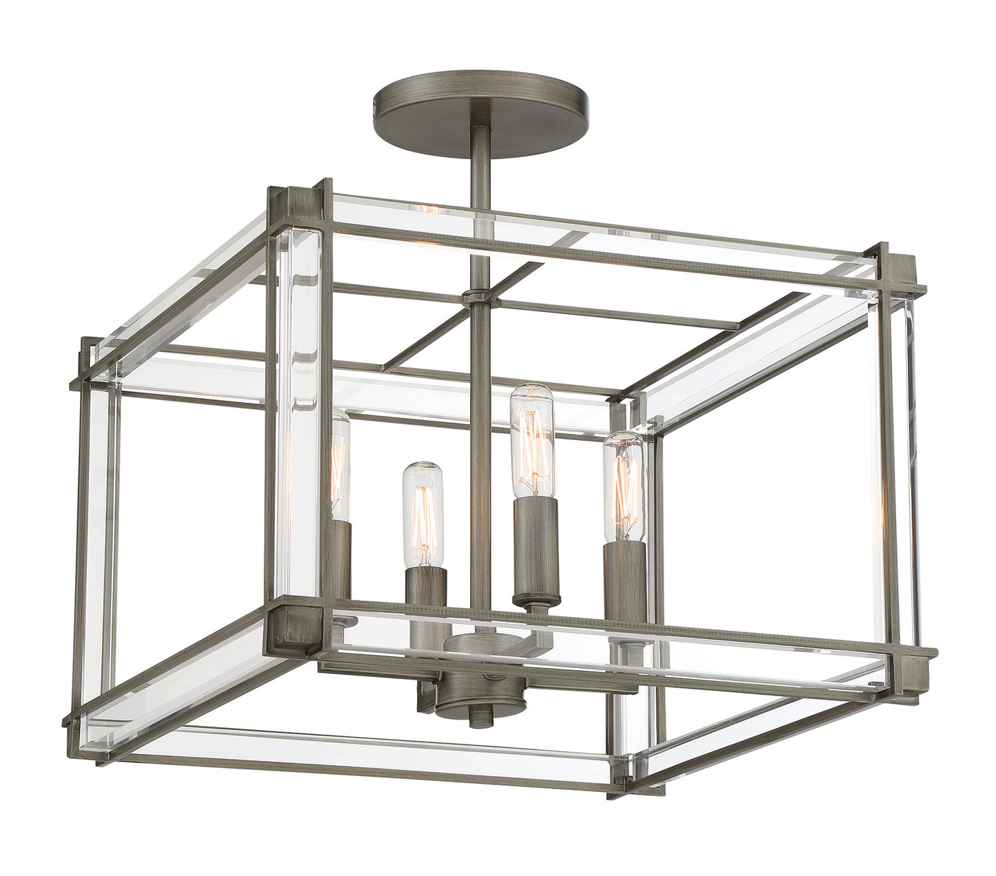 Langen Square Four Light Semi Flush Mount in Antique Nickel