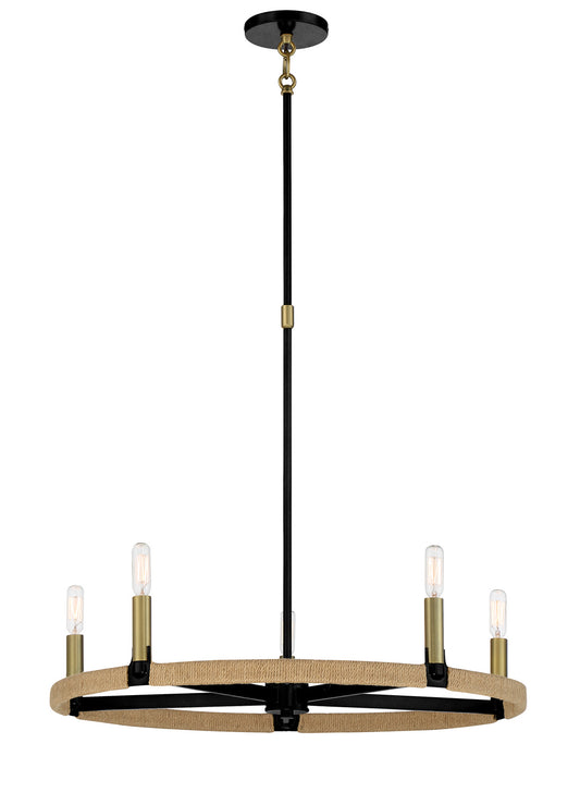 Windward Passage Five Light Chandelier in Coal And Soft Brass