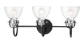 Monico Three Light Bath in Matte Black And Polished Nickel