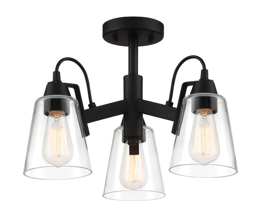 Beckonridge Three Light Semi Flush Mount in Coal