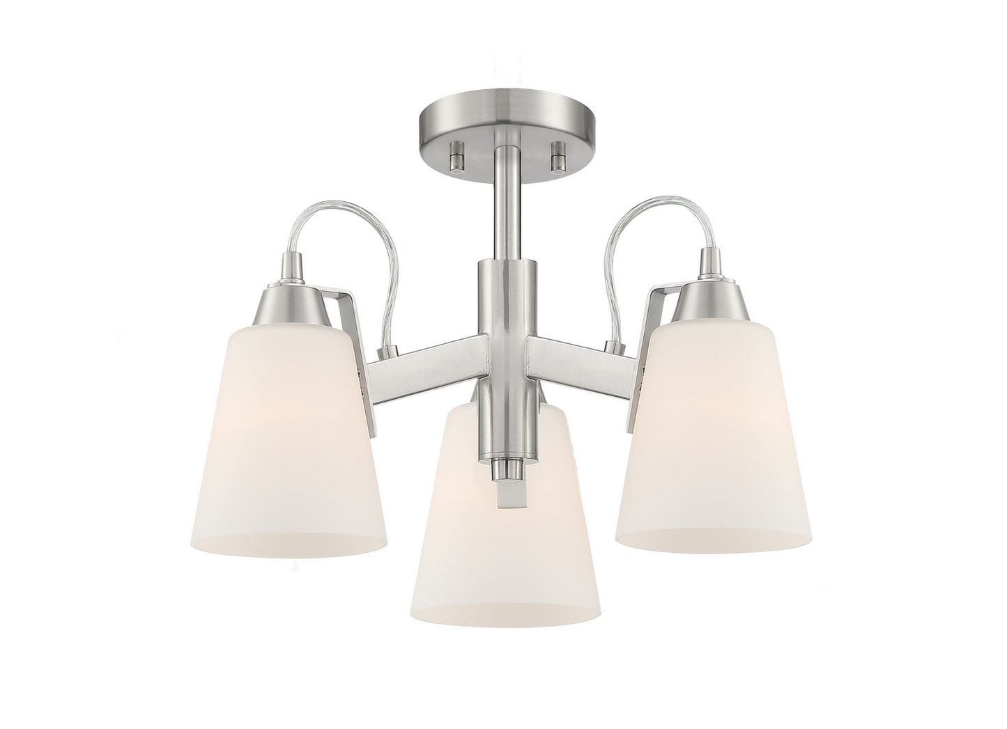 Beckonridge Three Light Semi Flush Mount in Brushed Nickel