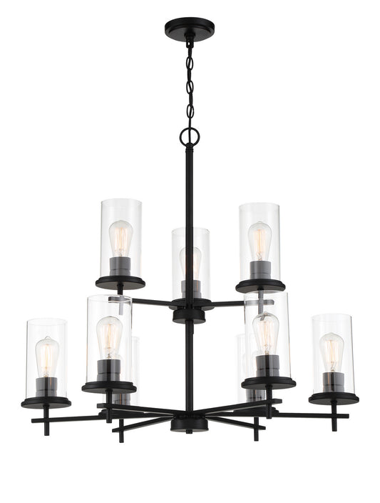 Haisley Nine Light Chandelier in Coal