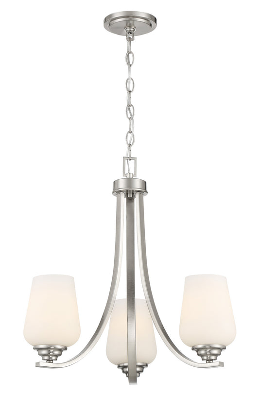 Shyloh Three Light Chandelier in Brushed Nickel