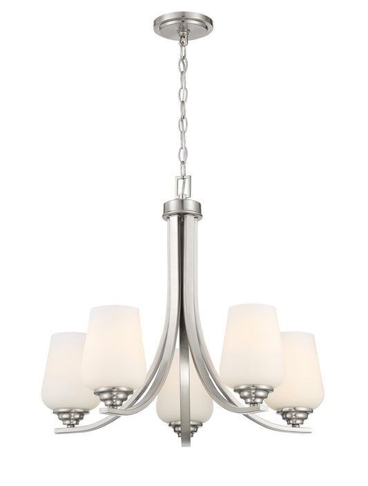 Shyloh Five Light Chandelier in Brushed Nickel