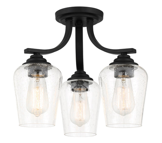 Shyloh Three Light Semi Flush / Chandelier in Coal