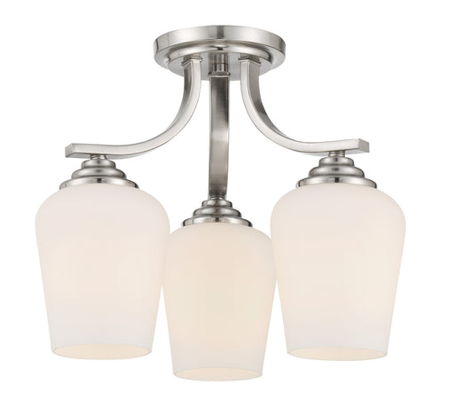 Shyloh Three Light Semi Flush / Chandelier in Brushed Nickel