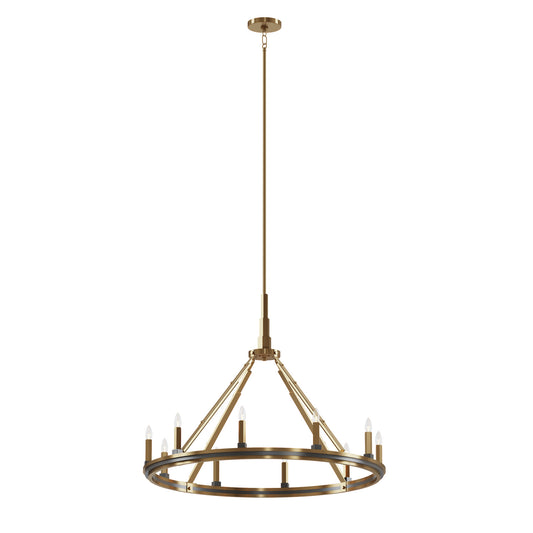 Emmala Ten Light Chandelier in Brushed Natural Brass