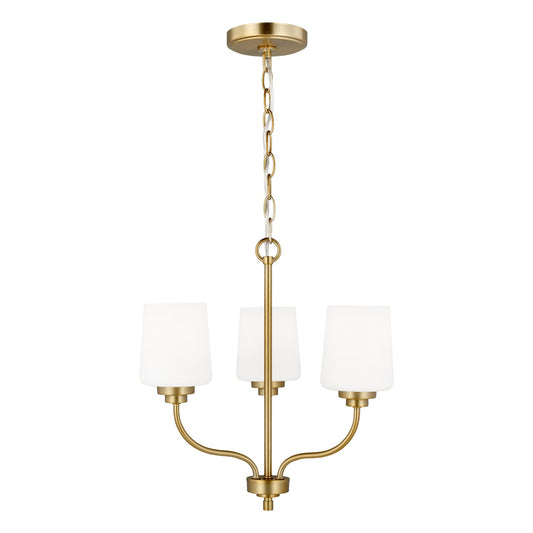 Windom Three Light Chandelier in Satin Brass