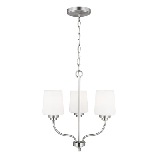 Windom Three Light Chandelier in Brushed Nickel