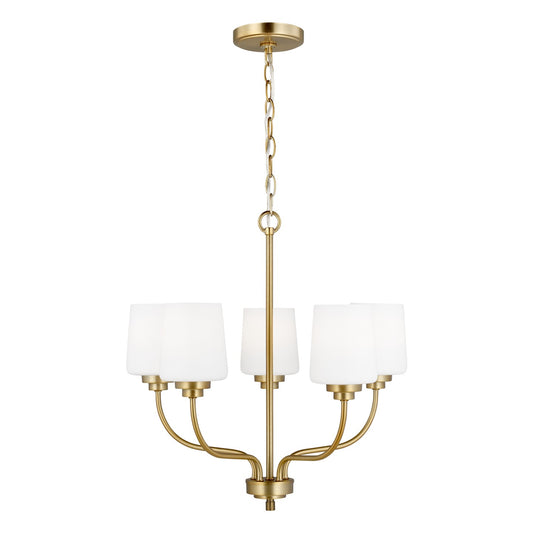 Windom Five Light Chandelier in Satin Brass