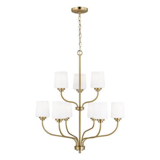 Windom Nine Light Chandelier in Satin Brass