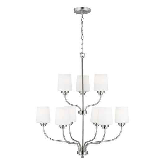 Windom Nine Light Chandelier in Brushed Nickel