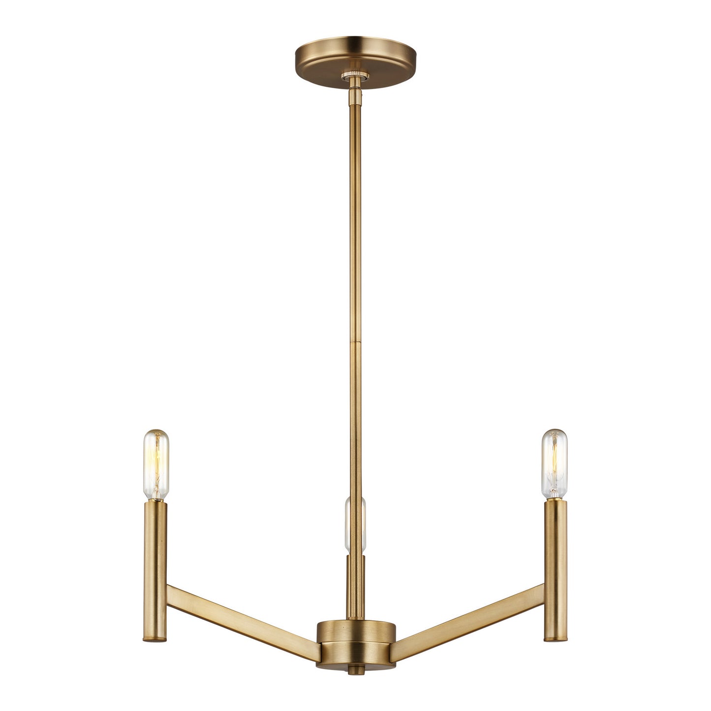 Vector Three Light Chandelier in Satin Brass