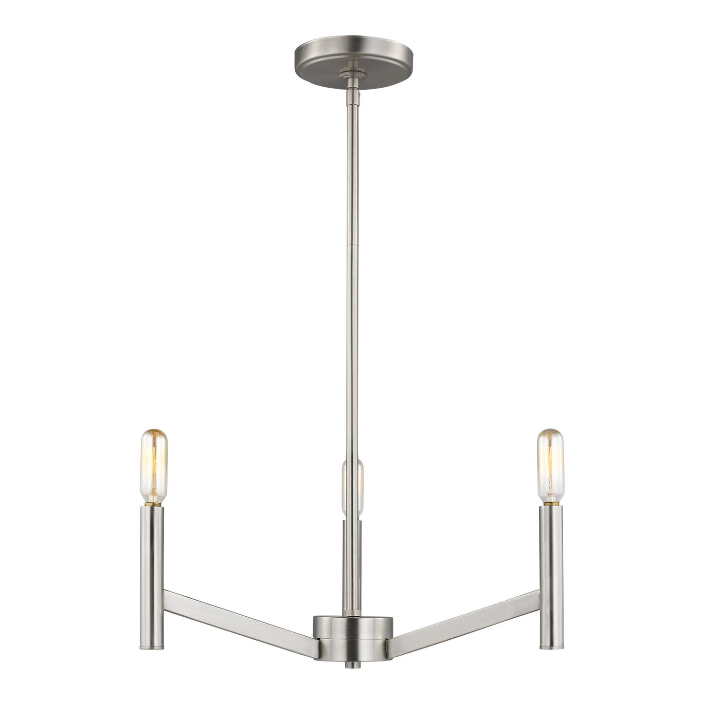 Vector Three Light Chandelier in Brushed Nickel