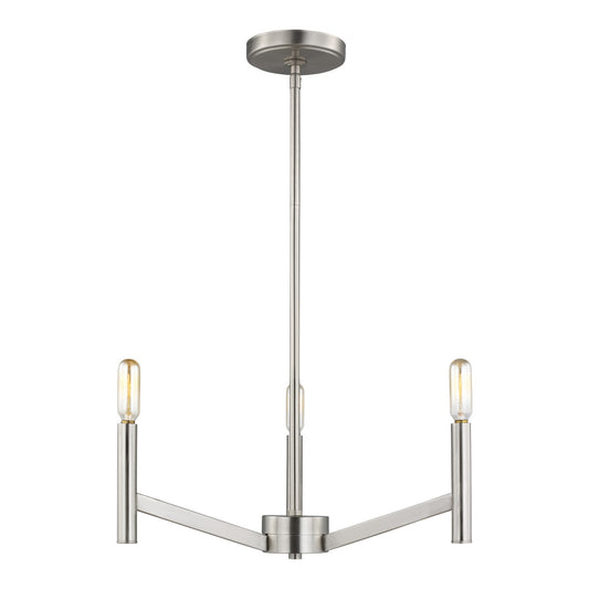 Vector Three Light Chandelier in Brushed Nickel