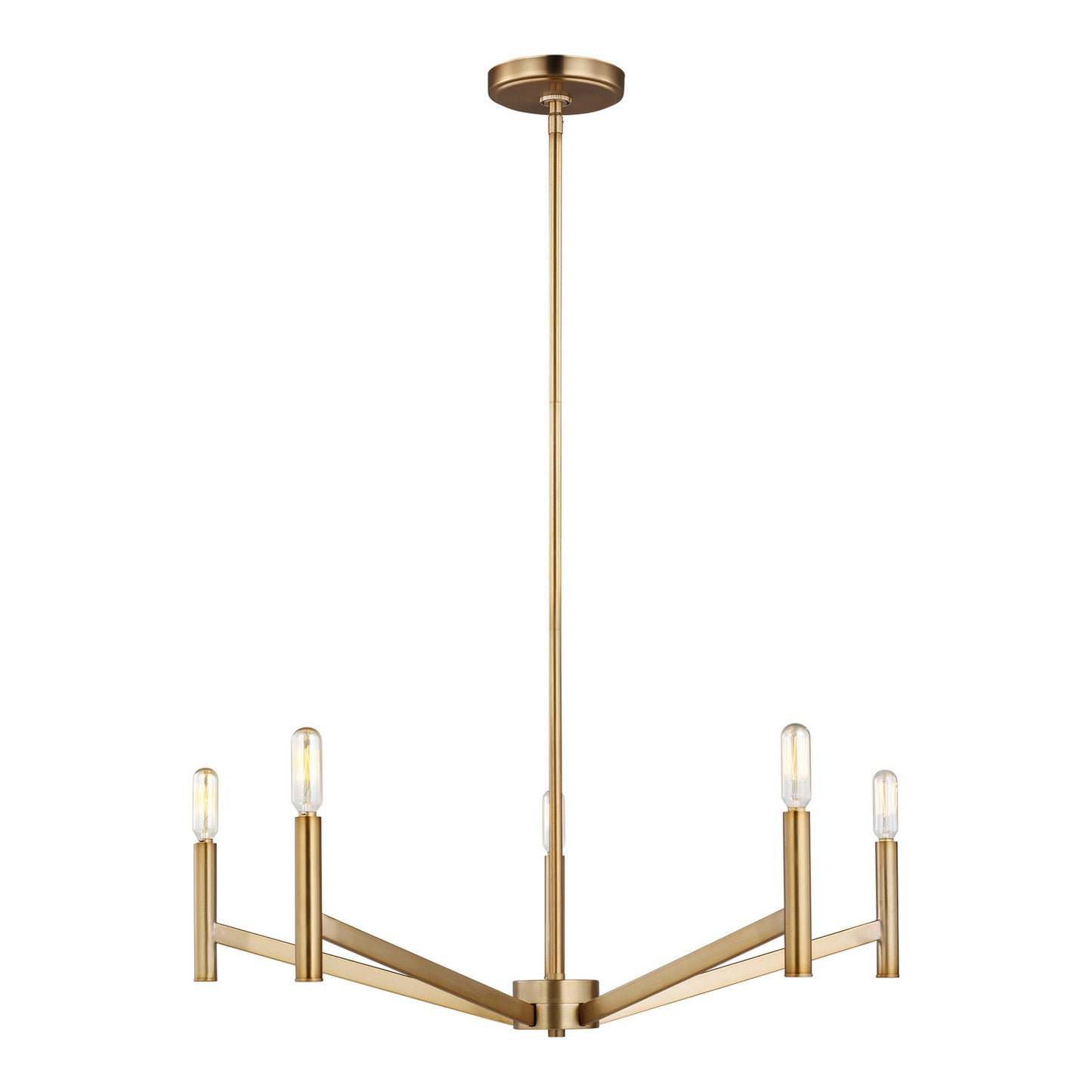 Vector Five Light Chandelier in Satin Brass