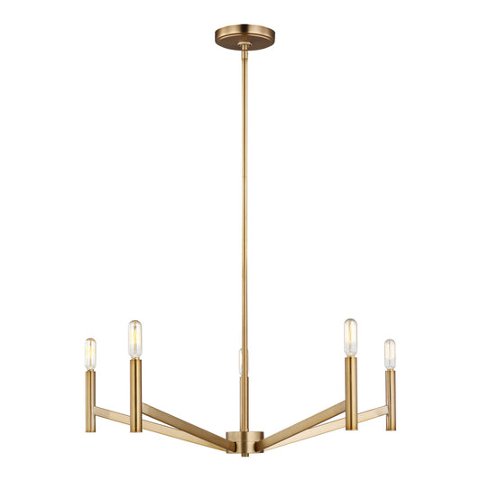Vector Five Light Chandelier in Satin Brass