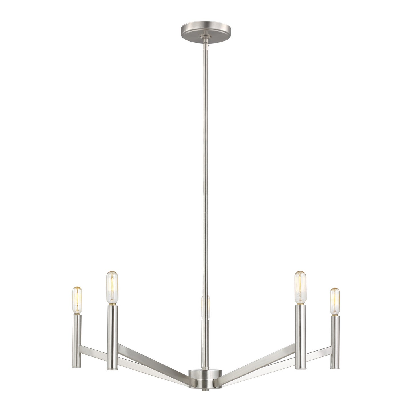 Vector Five Light Chandelier in Brushed Nickel