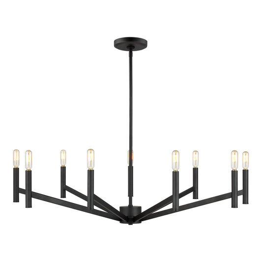 Vector Nine Light Chandelier in Midnight Black