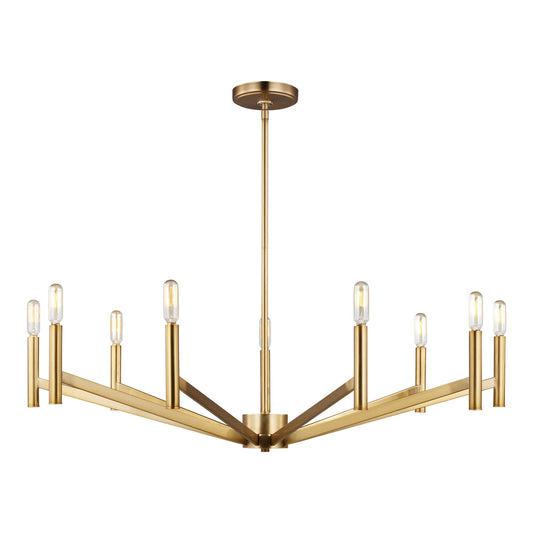 Vector Nine Light Chandelier in Satin Brass