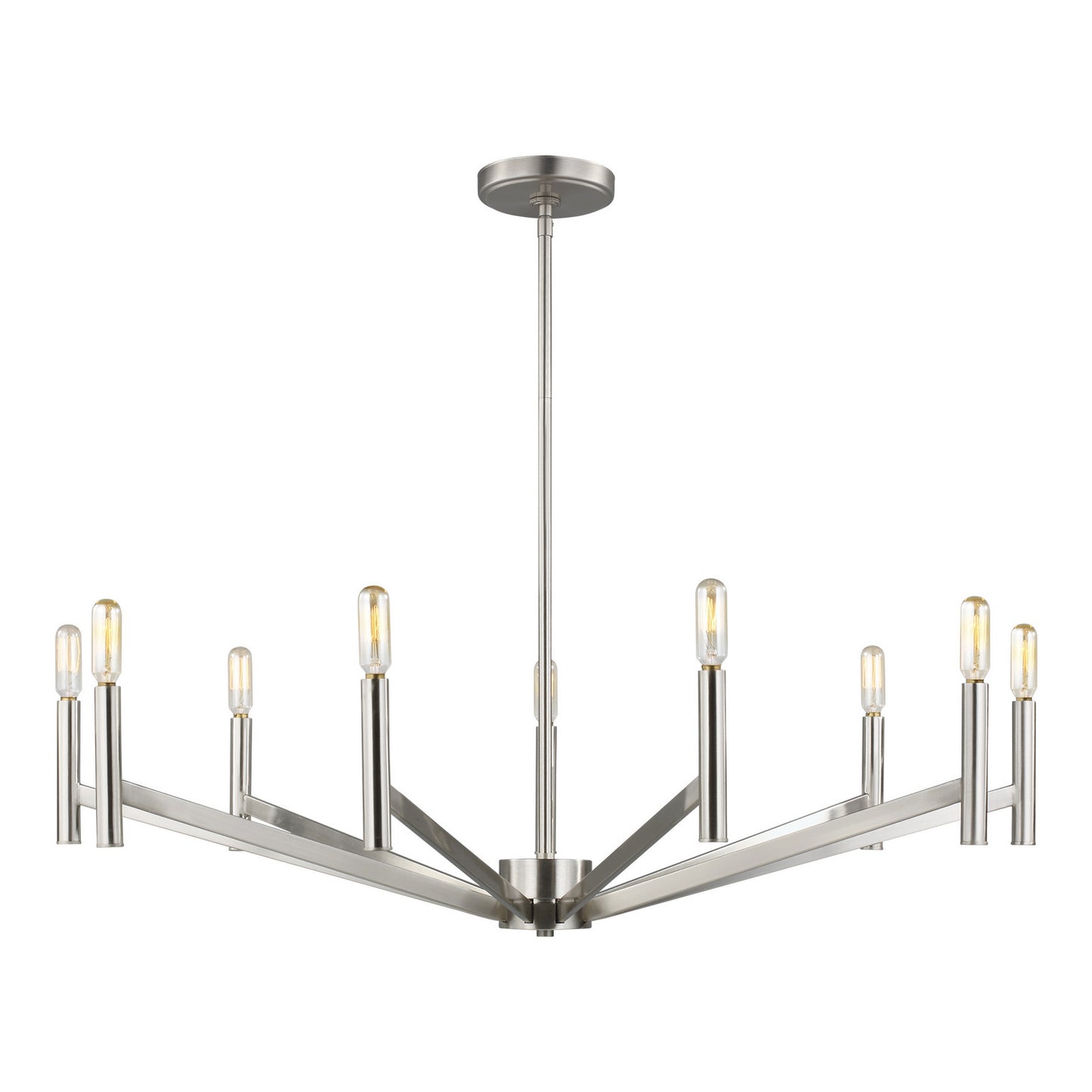 Vector Nine Light Chandelier in Brushed Nickel
