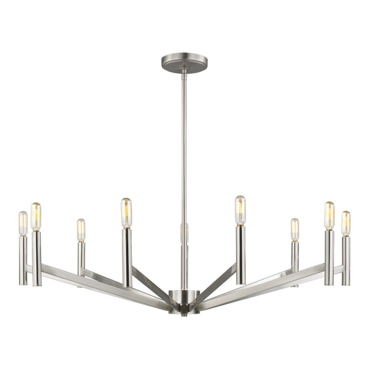 Vector Nine Light Chandelier in Brushed Nickel